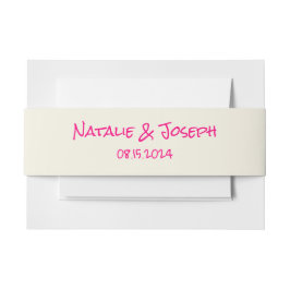 Retro Hand Written Vivid Pink Fun Quirky Wedding 招待状ベリーバンド