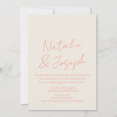 Retro Hand Written Whimsical All In One Wedding 招待状 (正面)