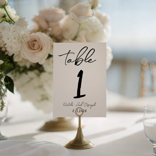 Retro Hand Written Whimsical Wedding Table Number 招待状
