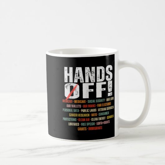 Retro Hands Off Protest Public Lands Medicare Patr コーヒーマグカップ (右)