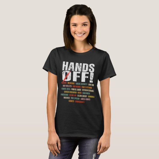 Retro Hands Off Protest Public Lands Medicare Patr Tシャツ (正面フル)