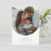 Retro Handwriting Arch Photo Beach Christmas Card シーズンカード (スタンド正面)