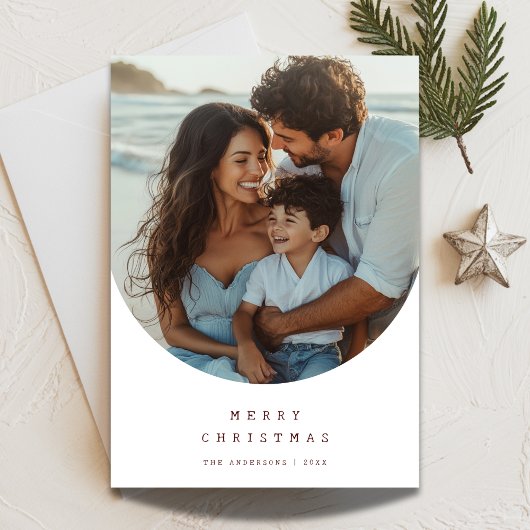 Retro Handwriting Arch Photo Beach Christmas Card シーズンカード