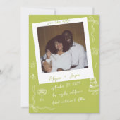 Retro Handwritten Hand Drawn Chartreuse Wedding セーブザデート (正面)