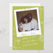 Retro Handwritten Hand Drawn Chartreuse Wedding セーブザデート (正面/裏面)