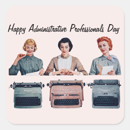 Retro Happy Administrative Professionals Day  スクエアシール (正面)