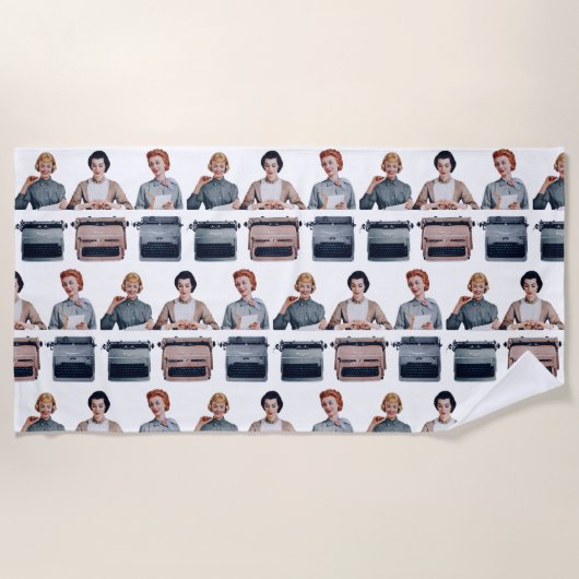 Retro Happy Administrative Professionals Day  ビーチタオル (正面)