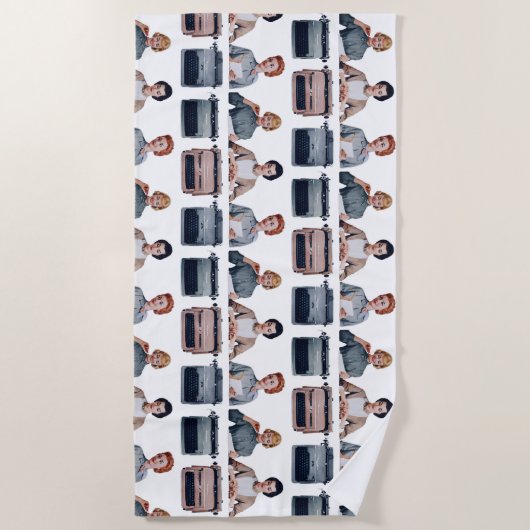 Retro Happy Administrative Professionals Day  ビーチタオル (正面)