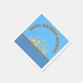Retro Happy Birthday Animal Train Paper Plate スタンダードカクテルナプキン (角)