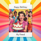 Retro Happy Birthday Surprise Party カード