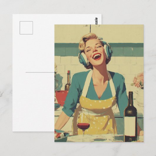 Retro Happy Cooking Vibes ポストカード (正面/裏面)