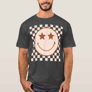 Retro Happy Face Checkered Pattern  Smile Face Tre Tシャツ