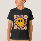 Retro Happy Face Shirt Checkered Pattern Smile Fac Tシャツ (正面)