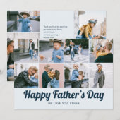 Retro Happy Father's Day 12 Photo Collage Blue シーズンカード (正面/裏面)