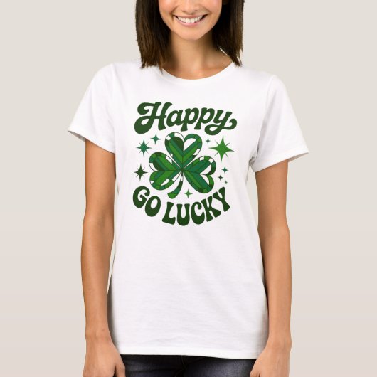 Retro Happy Go Lucky St. Patrick’s Day Shamrock Gr Tシャツ (正面)