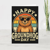 Retro Happy Groundhog Day Cool Ground Hog Day 2026 カード (正面)