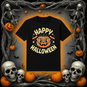 Retro Happy Halloween Jack-O'-Lantern Tシャツ