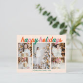 Retro Happy Holidays 5 Photo Collage Ivory シーズンポストカード (スタンド正面)