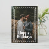 Retro Happy Holidays Stamp family Photo シーズンカード (スタンド正面)