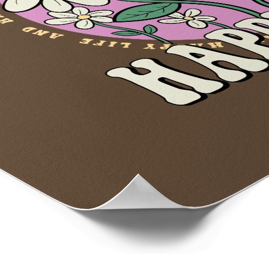 Retro Happy Mind Happy Life ポスター (角)