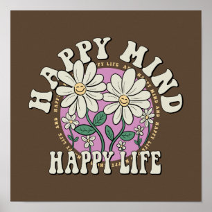 Retro Happy Mind Happy Life ポスター