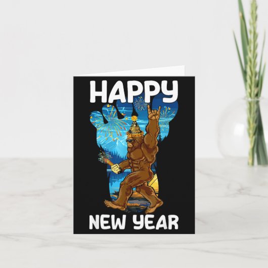 Retro Happy New Year 2026 Bigfoot Lovers New Years カード (正面)