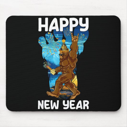 Retro Happy New Year 2026 Bigfoot Lovers New Years マウスパッド (正面)