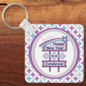 Retro Happy New Year Sign – Celebrate Marquee キーホルダー (正面)