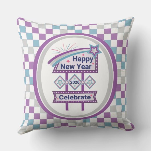 Retro Happy New Year Sign – Celebrate Marquee クッション (裏面)