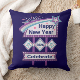 Retro Happy New Year Sign – Celebrate Marquee クッション