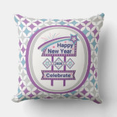 Retro Happy New Year Sign – Celebrate Marquee クッション (正面)