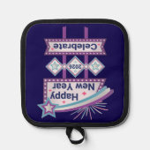 Retro Happy New Year Sign – Celebrate Marquee 鍋敷き (正面)