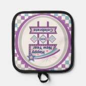 Retro Happy New Year Sign – Celebrate Marquee 鍋敷き (正面)