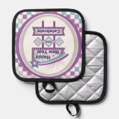 Retro Happy New Year Sign – Celebrate Marquee 鍋敷き (正面/裏面)