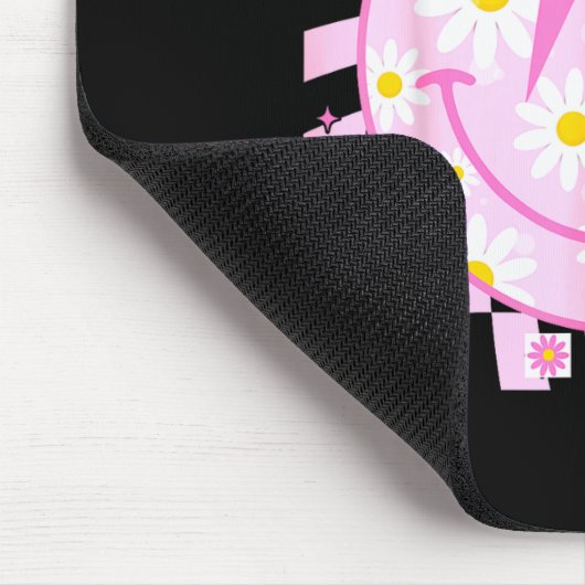 Retro Happy Smile Face Checkered Pattern Nk Daisy  マウスパッド (コーナー)