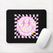 Retro Happy Smile Face Checkered Pattern Nk Daisy マウスパッド (マウス)