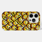 Retro Happy Smiley Face Phone Case - Wavy Yellow  Case-Mate iPhoneケース (裏面 (横))