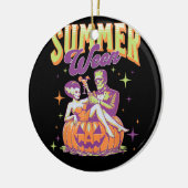 Retro Happy Summerween Funny Frankenstein Monster  セラミックオーナメント (左)