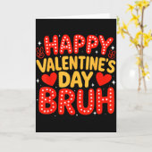 Retro Happy Valentine Bruh Meme Heart Boys Girls  カード (黄色い花)