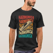 Retro Harmonica Harp Player Tシャツ (正面)