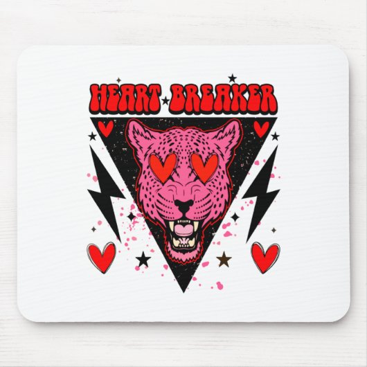 Retro Heart Breaker Valentines Day Tiger Love  マウスパッド (正面)