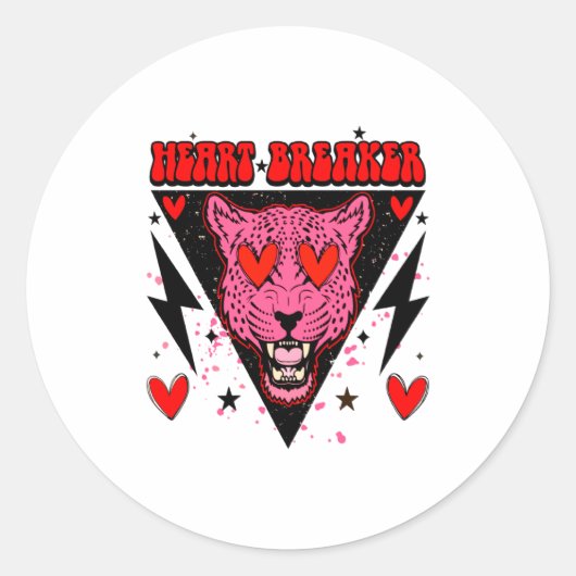 Retro Heart Breaker Valentines Day Tiger Love  ラウンドシール (正面)