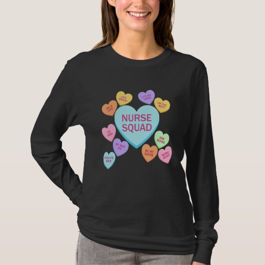Retro Heart Funny Nurse Squad Happy Valentines Day Tシャツ (正面)