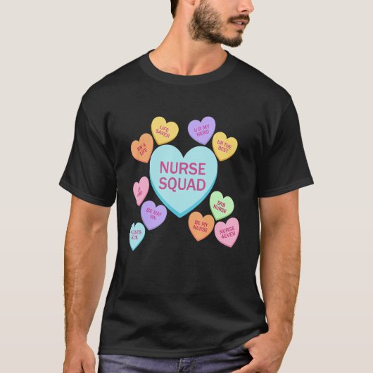 Retro Heart Funny Nurse Squad Happy Valentines Day Tシャツ (正面)