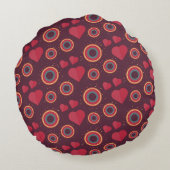 Retro Hearts and Circles Pattern ラウンドクッション (裏面)