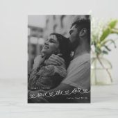 Retro Hearts Black White Photo Modern Wedding セーブザデート (スタンド正面)