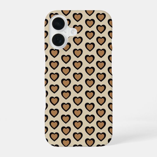Retro Hearts Leopard iPhone 16ケース (裏面)