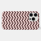 Retro Hearts Pink Black & White iPhoneケース (裏面横)