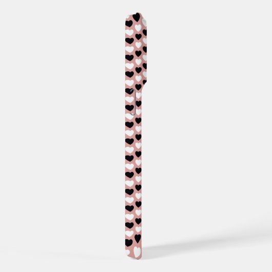 Retro Hearts Pink Black & White iPhoneケース (右側面)