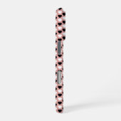 Retro Hearts Pink Black & White iPhoneケース (右側面)